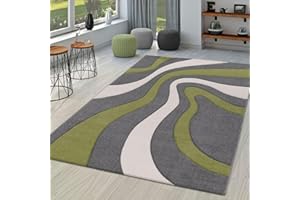 TT HOME Dywan Salon Modny Krótki W³os Efekt 3D Geometryczny Wzór Fale, Kolor:Zielona 2, Rozmiar:160x230 cm