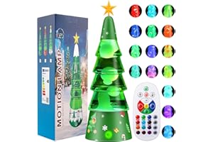 LampGreen Lampe à Mouvement Liquide 30cm En forme de Sapin de Noël avec Télécommande, Lampe Ambiance LED pour Décoration de la Chambre à Coucher et les Décorations de Noël-Base Vert