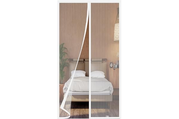 Moustiquaire Porte Fenetre Magnétique 120x210 cm, Rideau Convient à Toutes les Tailles de Portes de Balcon, de Portes de Salon, Extérieures,Coulissantes, etc. Blanc