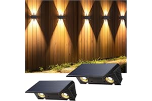 IIRARA Applique Solaire Extérieur, Nouvelle Génération 2025 Haut & Bas Applique Murale Solaire Blanc Chaud 1500mAh Lampe Solaire Murale Extérieur IP67 Étanche 2 Articles 100 Lumens pour Clôture Jardin