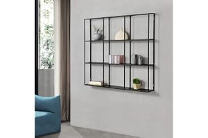 [en.casa] Vägghylla Jelsa 100 x 18 x 110 cm metallhylla med 9 hyllor industriell design, svävande hylla