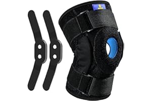 ABYON Ginocchiera incernierata, rotula aperta con cinghie regolabili e stabilizzatori laterali doppi, supporto per ginocchio per uomo donna sollievo dal dolore al ginocchio e recupero (M)