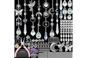 JOKUREAO 400Pcs Crystal Suncatchers Kit, Crystals Crafts Prism Hanging Decorative, Crystal Suncatchers Making Kits, DIY Suncatcher for Windows Garden Party Wedding Decor