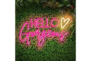 FESPCJ Hello Gorgeous LED neon sign pink for home wedding, birthday party decoration, with adjustable light switch and reusable USB (5V, 16.5X10.6 inches)
