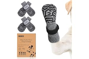 GYURO Dog Socks with Non-Slip Sole for Hardwood Floors, Extra Thick Handles, Paw Protection (Grey, S)