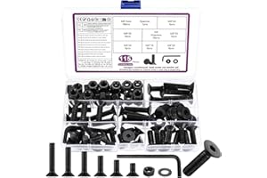 BATENGKEJI 115 Pcs M8 Screws Set, M8 Bolts and Nuts Set, Countersunk Screws Nuts and Bolts Sets, Flat Head Machine Screw and Washers, Hex Socket Head Cap Screw Assortment with Wrench