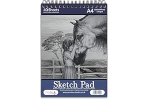PRECIOUS LONDON Artists Sketch Pad A4 Size Premium Quality Cartridge Paper Spiral Bound Artist Drawing Books 170gsm Durable Acid Free Sketch Paper (Horse)