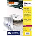 Avery L6009-5 Resistant Labels, Silver (A4 Sheet of 46 x 21 mm, 240 Labels)