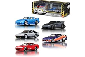 Hot Wheels Premium Fast & Furious Tokyo Drift Pack de 5 coches de juguete metálicos a escala 1:64, vehículos de la película de “Fast & Furious” con embalaje coleccionable, JFL99