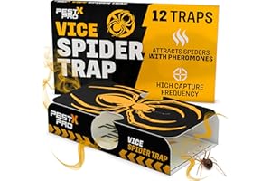 PEST-X PRO Pest X Pro 12 Pack Spider Traps Indoor – Spider Catcher Glue Boards, Sticky Trap for Indoor Home Use with Pheromone Attractant