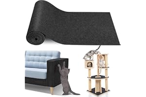 FENTAR Cat Scratching Mat, 200x40CM Trimmable Self Adhesive Cat Scratch Mat, DIY Cats Wall Scratcher, Sofa Protectors From Pets, Sticky Scratching Matt for Cats Clibing Corner Sofa Wall Protector (Black)