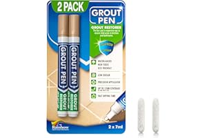 RAINBOW CHALK MARKERS LTD Twin Pack (BEIGE) Grout Pen - Designed for restoring tile grout in bathrooms & kitchens