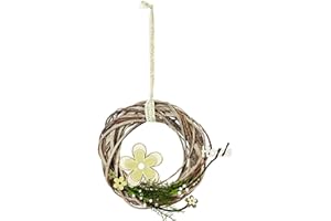 ‎HEITMANN DECO HEITMANN DECO Wandkranz mit Holz-Blume und Mini-Schriftzug Home - als Türkranz, Raumsschmuck und Tischdeko für Frühling und Sommer, 2.6 x 2.5 x 0.5 cm