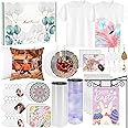 Menkxi 42 Pcs Sublimation Products Set Include Blanks 20 oz Tumblers Wind Spinners T Shirts Keychain Earring Pillow Cover Mouse Pad Coaster Garden Flag Gift Box for DIY Transfer Heat Press Printing