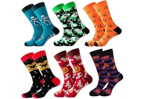 ZFSOCK Calcetines Hombre Divertidos Navidad: Calcetines Con Dibujos de Algodón Colores Estampados Originales Regalos Curiosos Para Hombre Patrón Animales Talla 39-46