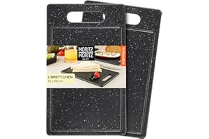 Moritz & Moritz 2 x małe plastikowe deski do krojenia z rowkiem na sok w kolorze czarnego granitu, 25 x 15 cm, deski do krojenia, nie zawierają BPA, zestaw desek do krojenia, higieniczne, nadają się
