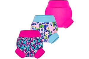 BIG ELEPHANT Swim Diapers - 3 Pieces of Reusable and Adjustable Baby Swimming Diapers for Girls (Ages 6 Months-3 Years), 12-24 Months