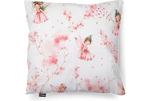 ‎PINKZEBRA PinkZebra 80 x 80 cm Kopfkissenbezug für Kinder & Baby, Kissenbezug aus 100% Baumwolle, Kissenhülle für Mädchen & Jungen, Öko-tex Standard 100, Kinderbezüge mit Reißverschluss, Rosa Fee