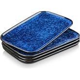 vancasso STERN Serving Platters, 11 Inch Rectangular Ceramic Dessert Plates &ndash; 4 Small Kitchen Plate for Appetizers, Sushi, Ta