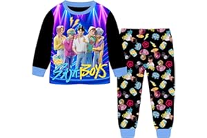 TBNRFrags Boys Pajamas Set Kpop Demon Hunters Pyjamas Saja Boys Long Sleeve Pjs Party Pajamas Cartoon Sleepwear for Kids