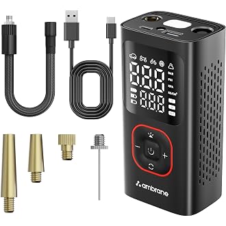 Ambrane Portable & Rechargeable Tyre Inflator with 2-in...