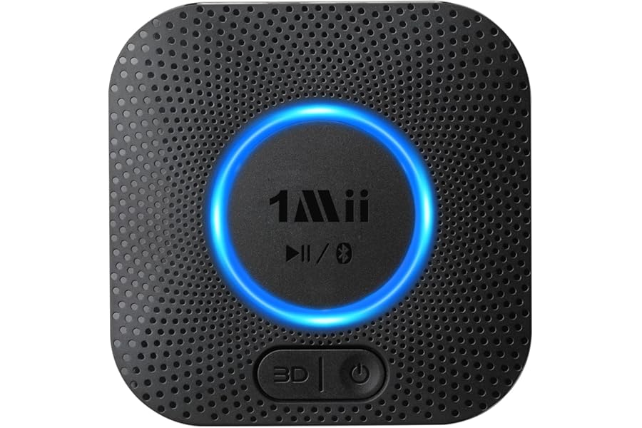 [Upgraded] 1Mii B06 Plus Bluetooth Receiver with 3.5mm Jack or RCA, HiFi Bluetooth 5.3 Audio Receiver Adapter with 3D Surround aptX HD for Streaming Music from Smartphone to Old Vintage Stereo System