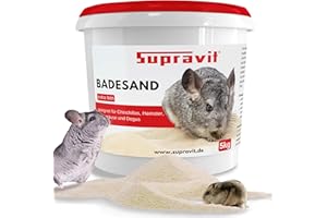 Supravit Chinchilla Sand fein | 5kg feiner Badesand | Staubfreier Sand | Sandbad für Hamster | Nagerbadesand für Chinchilla, Degu, Gerbil, Farbmaus, Kleintiere
