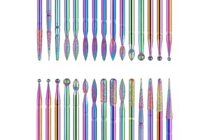 Punte Fresa Unghie, Homeet 30pcs Punta da trapano per Manicure di Acciaio al Tungsteno Colore Professionale Trapani per Manicure Set di Punte per Fresa Universali Lima per Unghie Elettrica Manicure