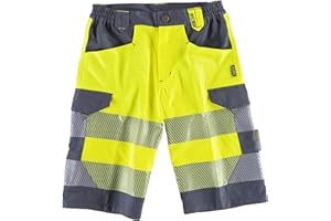 WorkTeam Pantalón Corto o Bermuda de Alta Visibilidad EN 20471, Multibolsillos, Combinado con Cintas Reflectantes Discontinuas y Cintas Decorativas, Trabajo. Unisex