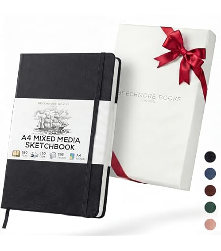 Wordsworth & Black A5 Mixed Media Journal, 96 gemischte Seiten, Hardcover-Leder, 190-g/m²-Papier, Journaling-Notizbuch für Arbeit und Skizzieren, Journale für alle – Geschenkbox inklusive, Blau