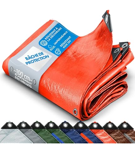 Bâche De Protection Linxor 4x5m - Polypropylène 150g, Gris Et Vert, Neuve, Pour Jardin Ou Chantier
