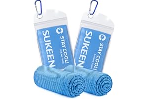 Sukeen Serviette de Refroidissement, 100x30cm Lot de 2 Serviettes Rafraîchissantes pour Le Cou, Serviette Sport Microfibre, Cooling Towel pour Entraînement, Fitness, Sports, Voyages, Yoga, Golf