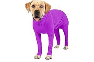 Due Felice Dog Onesie Surgical Recovery Suit for After Surgery Pet Anti Shedding Bodysuit Long Sleeve Anxiety Shirt for Female Male Dog Purple/M