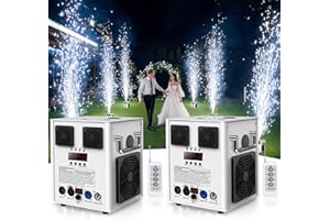FODEXAZY Weiß 530W Pyrotechnikmaschinen, Cold Spark Feuerwerksmaschine Bühneneffektgeräte Sparking Effekt d-mx512 mit Fernbedienung für Bar Party Halloween Weihnachten Hochzeit Konzert,2 PCS
