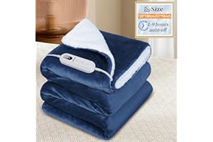 Olycism 180 x 130cm Manta Eléctrica con Apagado Automático Manta Térmica Eléctrica con 10 Niveles de Calor y 9 Temporizadores Protección contra Sobrecalentamiento, Hogar Oficina, Lavable