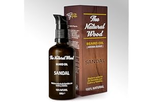 THE NATURAL WOOD Aceite para Barba Sandal Natural de 50 ML, Cuidado de barba y piel de aceite Sandal, Aceite ecológico BIO