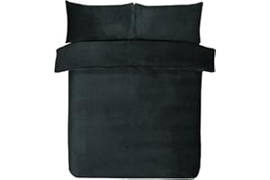 Sleepdown Just Contempo-Juego edredón y Fundas de Almohada (Forro Polar, 220 x 230 cm), Color Negro, Poliéster, Matrimonio