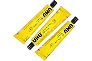 DISTROSYS UHU All Purpose Glue 60ml Pack of 3 Tubes - Transparent, Fast Drying, Strong Adhesive for Arts Crafts & DIY