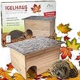 Gardigo® Casetta per Ricci - Kit in Legno | Tetto Resistente alle Intemperie | 48x29x38 cm | Riparo dai Predatori | Rifugio p
