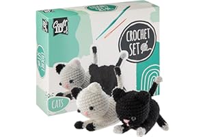 Craft Sensations Häkelsets für Anfänger | Amigurumi-Set | Kätzchen | Starter-Häkelpaket | Häkelnadelset Kinder und Erwachsene | Häkelpakete Kuscheltiere | Häkelset-Tiere