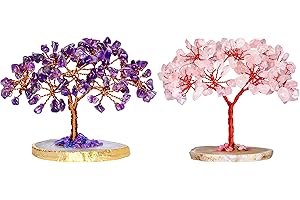 JAGPAROVA Cristallo di ametista, albero dei soldi, albero della vita, cristalli di quarzo rosa, decorazione in cristallo, pietre energetiche, pietre preziose e cristalli, regali di cristallo per