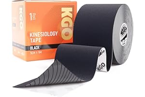 KGO Kinesiology Tape, Sports Elastic Tape for Muscle and Joint Support, Kinesio Tape, K Tape, Physio Tape, 5cm x 5m (Black, 5cm x 5m (Box of 1))