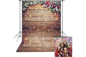 BINQOO 7x5ft Weihnachten Schneeflocke Holz Wand Fotografie Hintergrund Gold Glitzer Xmas Rustikale Scheune Vintage Holzboden Hintergrund für Kinder Portrait Foto Studio Booth