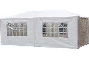 Lifetime Garden Gazebo 3x6 M - Tendone da Esterno - Capannone per Esterno - Pergola da Giardino per Esterni - Tende per Feste con Pareti Laterali e Finestre - Bianco