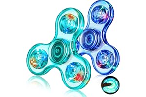 Gigilli Fidget Spinner Paquete de 2, Regalos de Fiesta de Valentín luz LED Fidget Spinner Juguetes para niños, Regalo de Relleno de Bolsa de Fiesta de Valentín,Azul Claro y Azul