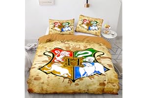 LKFFHAVD Juego de ropa de cama de Harry Potter, Hogwarts con fundas de almohada, funda nórdica Hermione, estampado 3D, microfibra, adecuado para niños y niñas (220 x 260 cm, 3)