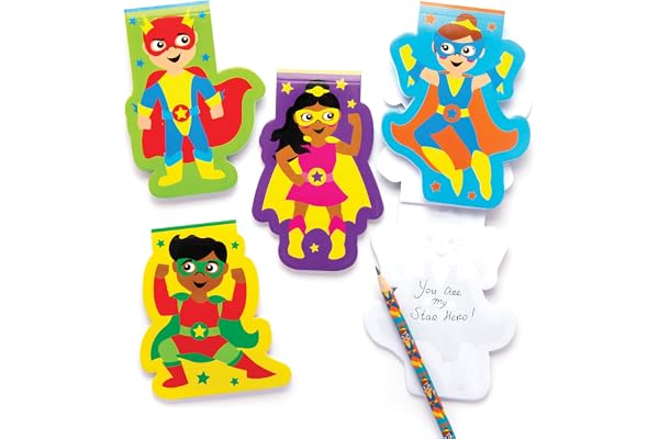 Baker Ross Star Hero Lot de 8 Carnets de Notes pour Enfants, Petits Dessins, Écriture, Parfait pour Les Pochettes Surprises, Halloween, Piñata Ou Cadeau d'Anniversaire AW708 Coloris Assortis