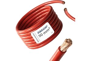 EBROM Batteriekabel Aderleitung ROT, H07V-K 6-10 - 16-25 - 35-50 - 70 oder 95 mm² - Batterie Kabel 99,9% OFC Kupfer, Meterware, Ihre Auswahl: 50 mm2, x Stück im Warenkorb = x Meter von 50mm2