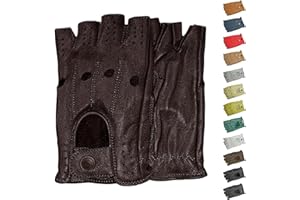 German Wear Guantes de automovilista sin dedos de cuero para conductores masculinos, adultos