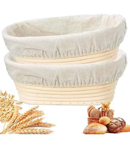 Lot De 4 Toiles En Lin Pour Banneton – 2 Rondes + 2 Ovales – Tissu Naturel Pour Fermentation Pain Maison